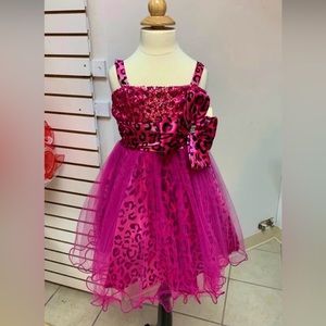 Size 12 Fuchsia Pink Animal Print Sequin Special Occasion Formal Party Dress NWT